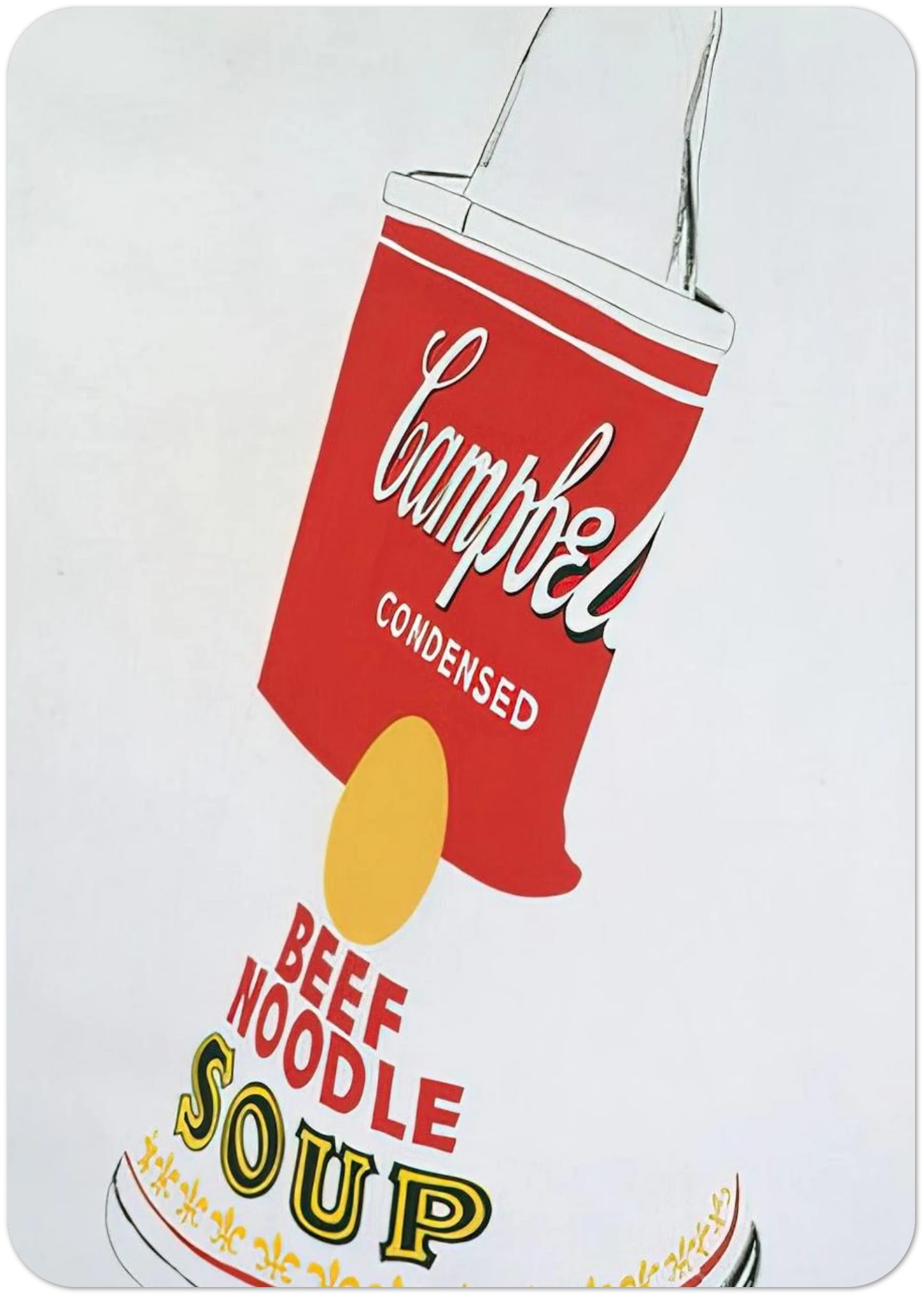 Crushed Campbell's Soup Can  Beef Noodle  By Andy Warhol Pack of 10 Post Cards | Andy Warhol Post Cards | A6 (10.5 x 14.8 cm) - 4.1 x 5.8 inches