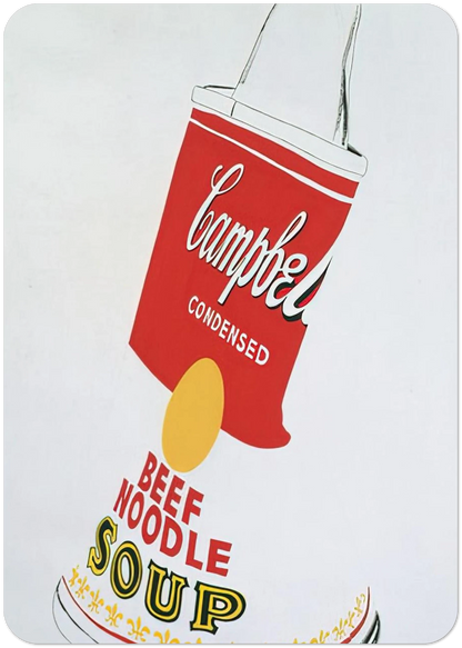 Crushed Campbell's Soup Can  Beef Noodle  By Andy Warhol Pack of 10 Post Cards | Andy Warhol Post Cards | A6 (10.5 x 14.8 cm) - 4.1 x 5.8 inches