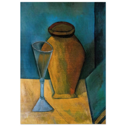 Pot, Glass and Book - 1908 - Pablo Picasso Brushed Aluminum Print - 70x100 cm / 28x40 inches | Pablo Picasso Aluminum Print | Pablo Picasso Prints