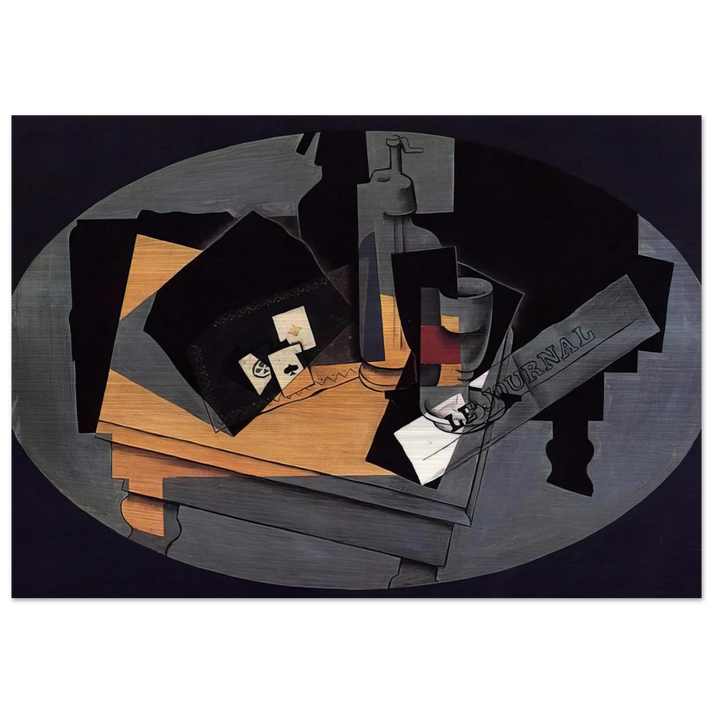 PLAYING CARDS AND SIPHON 1916 - Juan Gris Brushed Aluminum Print - 70x100 cm / 28x40 inches | Juan Gris Aluminum Print | Juan Gris Prints