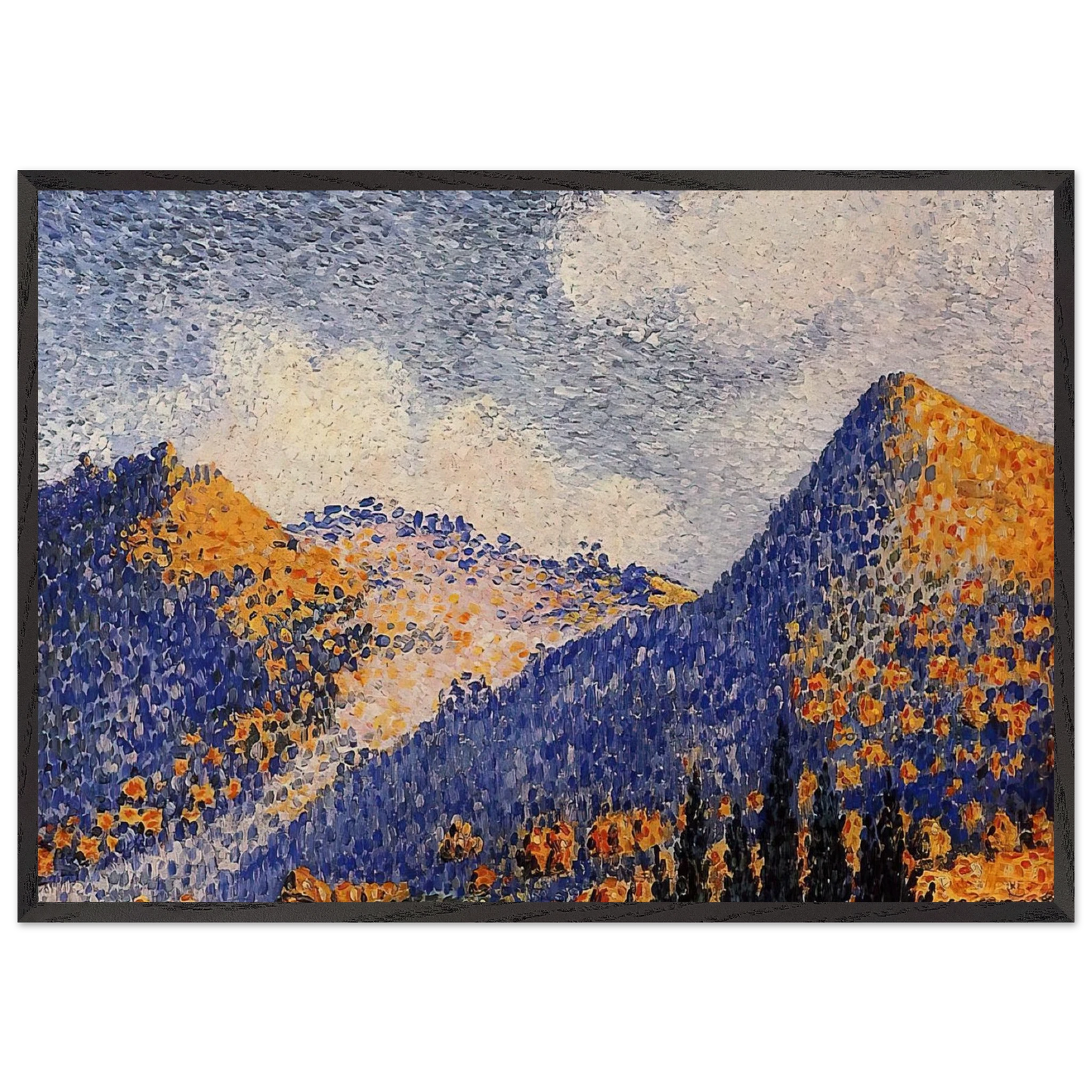 Landscape the Little Maresque Mountains - Henri-Edmond Cross Framed Art Print – Black Wooden Frame - Default Title - -Framed Art Print