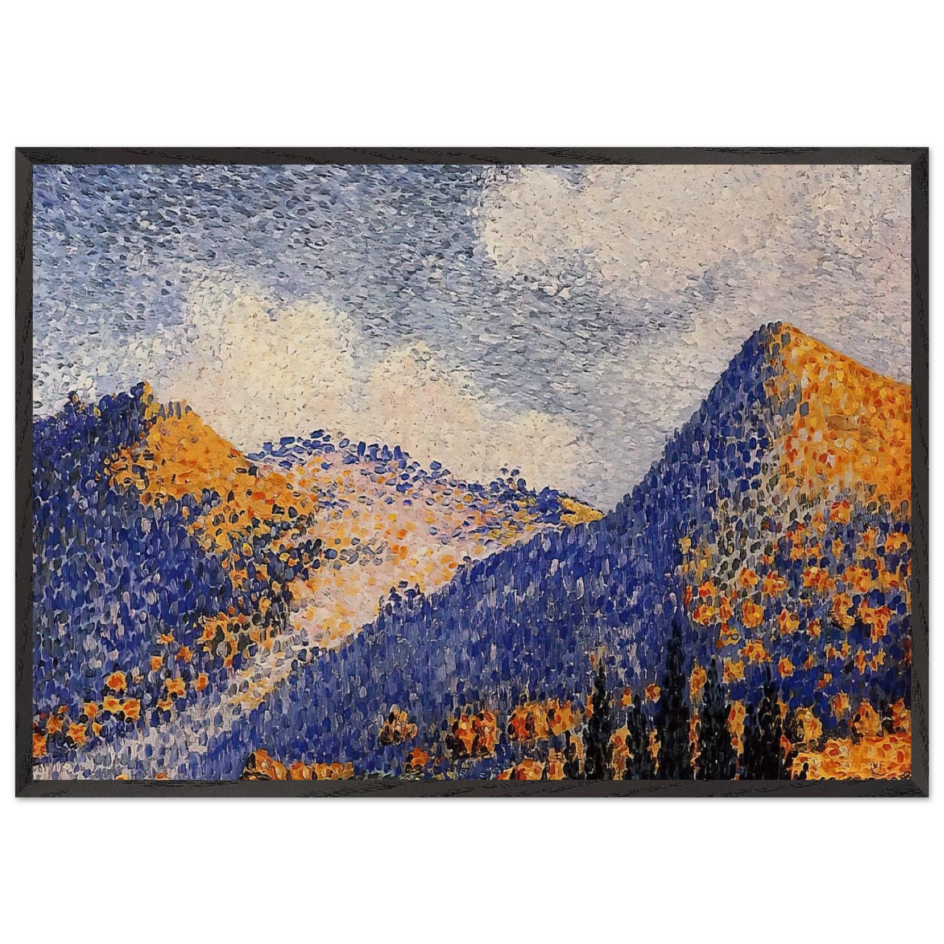 Landscape the Little Maresque Mountains - Henri-Edmond Cross Framed Art Print – Black Wooden Frame - Default Title - -Framed Art Print