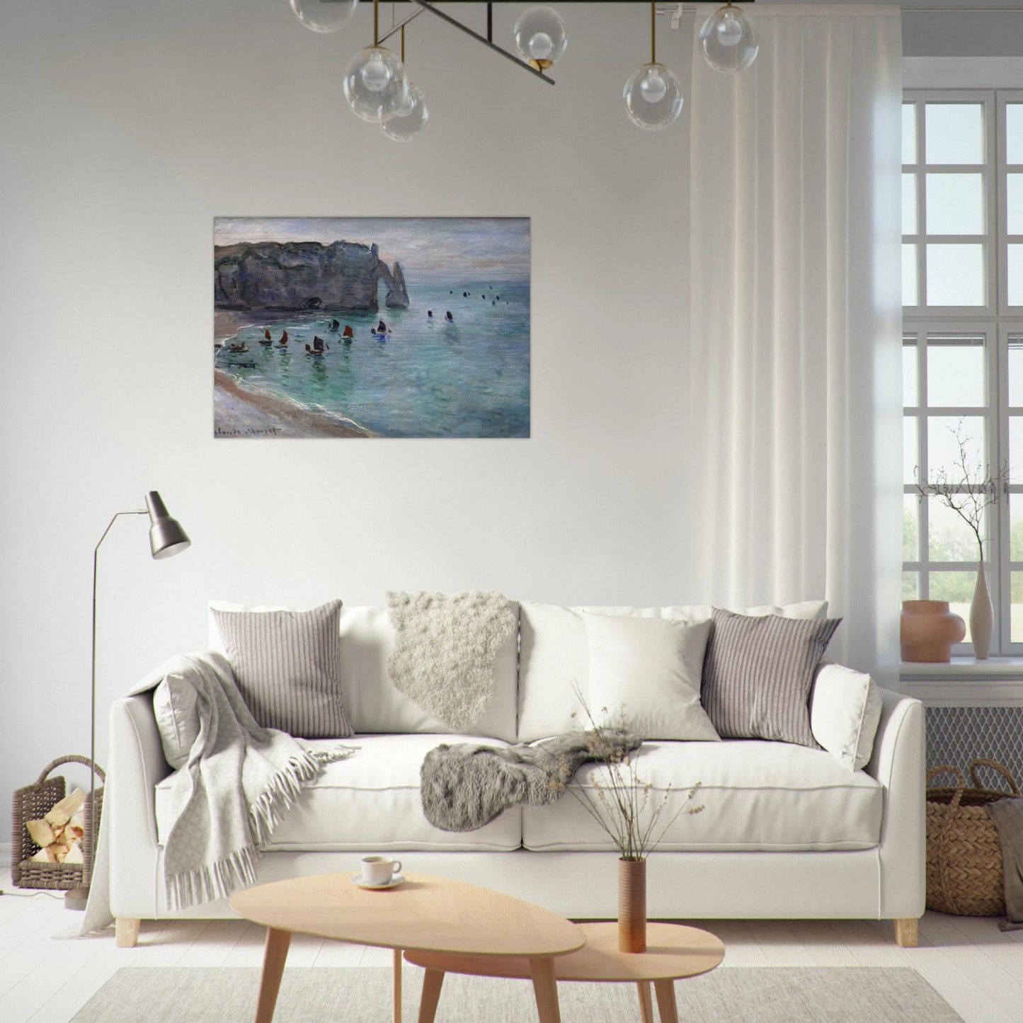Etretat the Aval Door Fishing Boats Leaving the Harbour - claude monet Brushed Aluminum Print - 70x100 cm / 28x40 inches | claude monet Aluminum Print | claude monet Prints