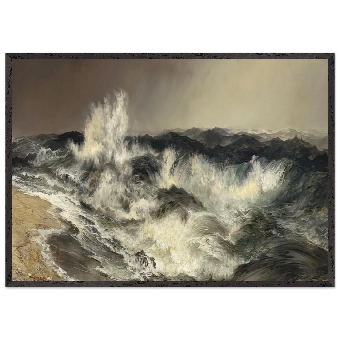 The Much Resounding Sea - Thomas Moran Framed Art Print – Black Wooden Frame - Default Title - -Framed Art Print