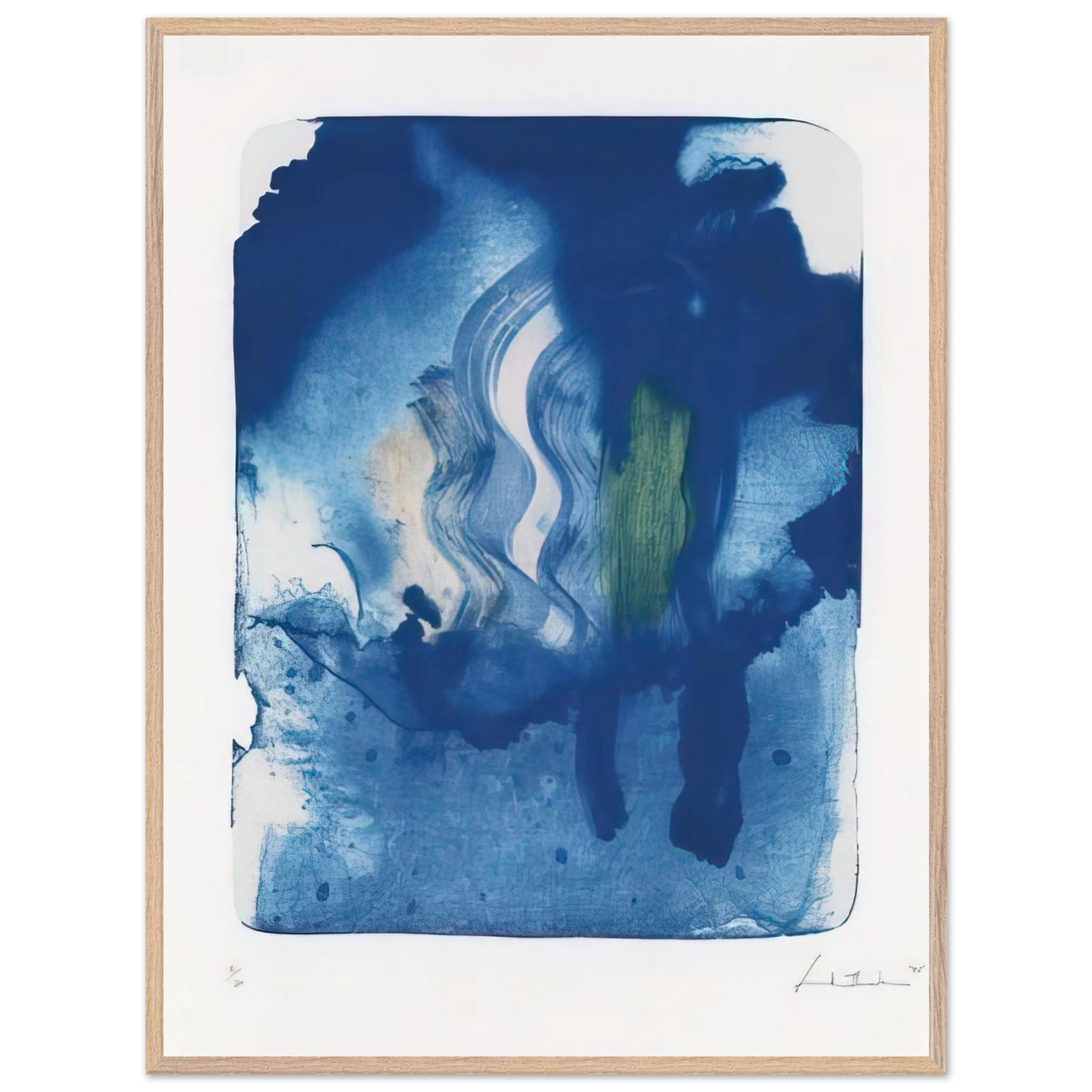 Helen Frankenthaler - Reflections V - 1995 Wall art - A2 (42 x 59.4  cm) - Premium Wooden Framed Poster With Fine Art Paper - White frame