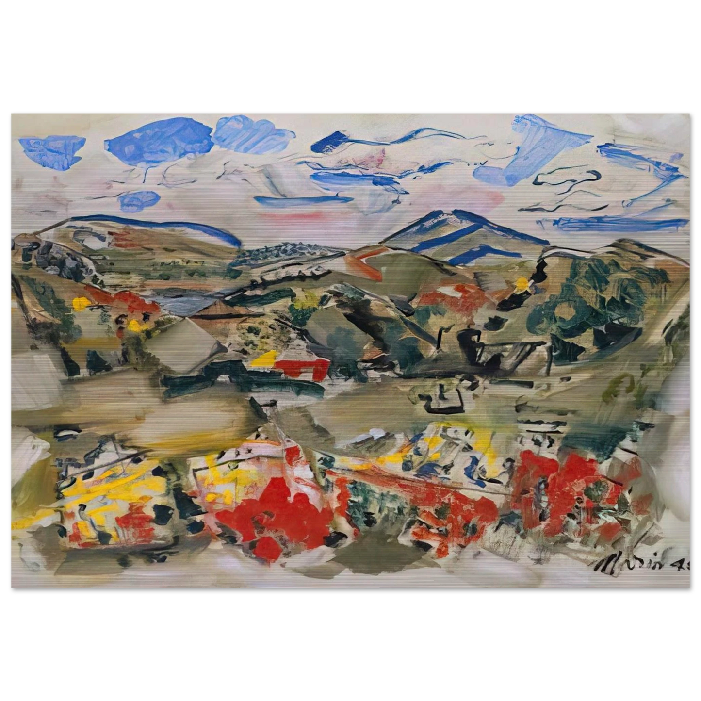 Tunk Mountains, Autumn, Maine - 1945 - John Marin Brushed Aluminum Print - 70x100 cm / 28x40 inches | John Marin Aluminum Print | John Marin Prints