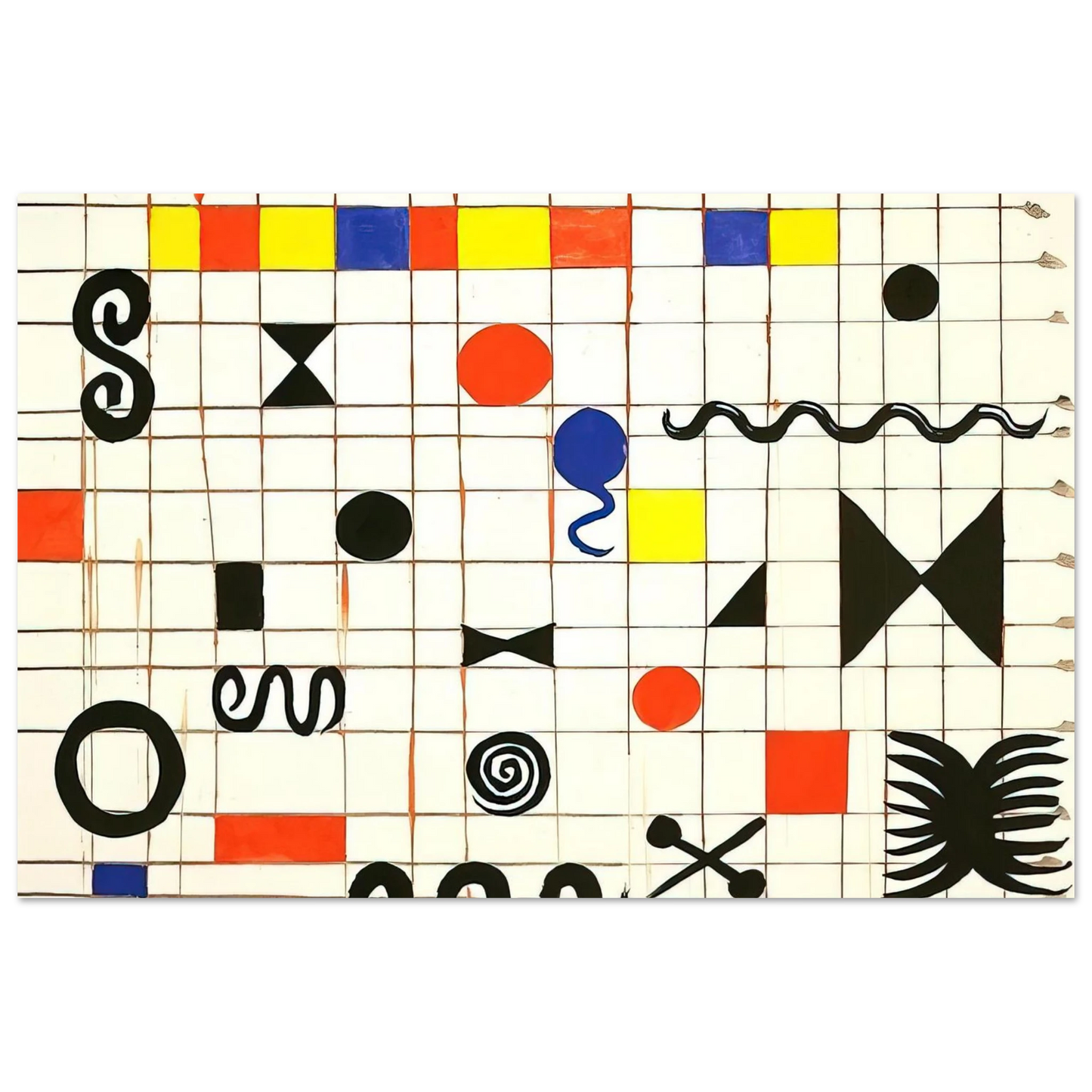 Alexander Calder - GRID WITH SYMBOLS 1966 Fine Art Poster - 40x60 cm / 16x24 inches