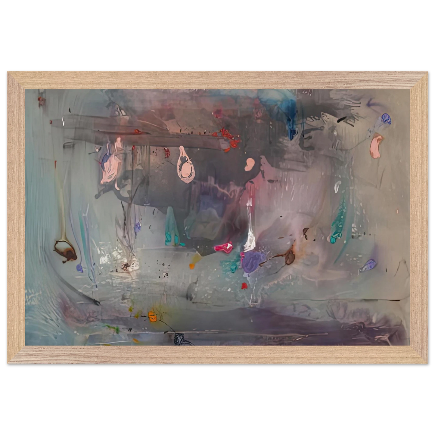 Helen Frankenthaler - Grey Fireworks, 1982- Wall Art - 21x29.7 cm / 8x12" - Premium Wooden Framed Poster With Fine Art Paper - Wood frame