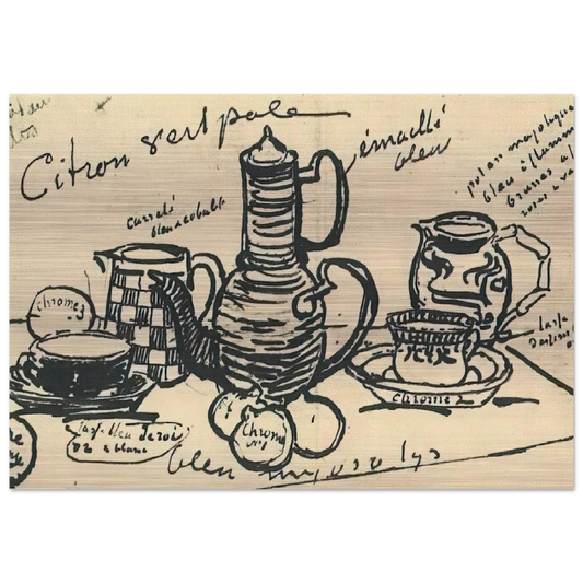 Still Life with Coffee Pot - Vincent van Gogh Brushed Aluminum Print - 70x100 cm / 28x40 inches | Vincent van Gogh Aluminum Print | Vincent van Gogh Prints