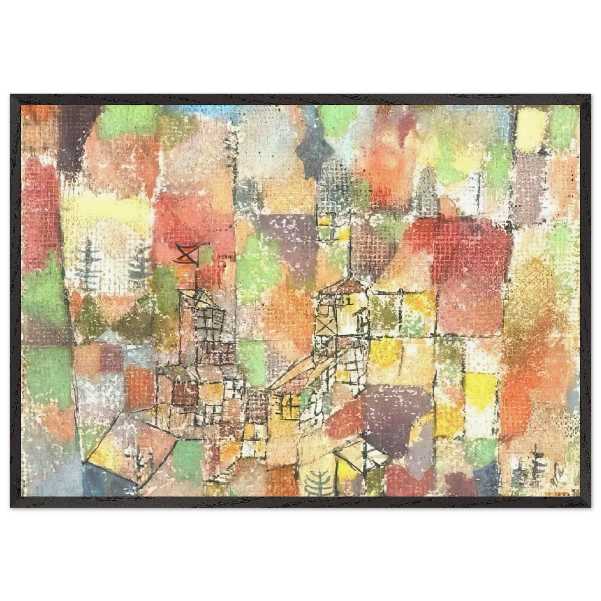 TWO COUNTRY HOUSES 1918 - Paul Klee Framed Art Print – Black Wooden Frame - Default Title - -Framed Art Print