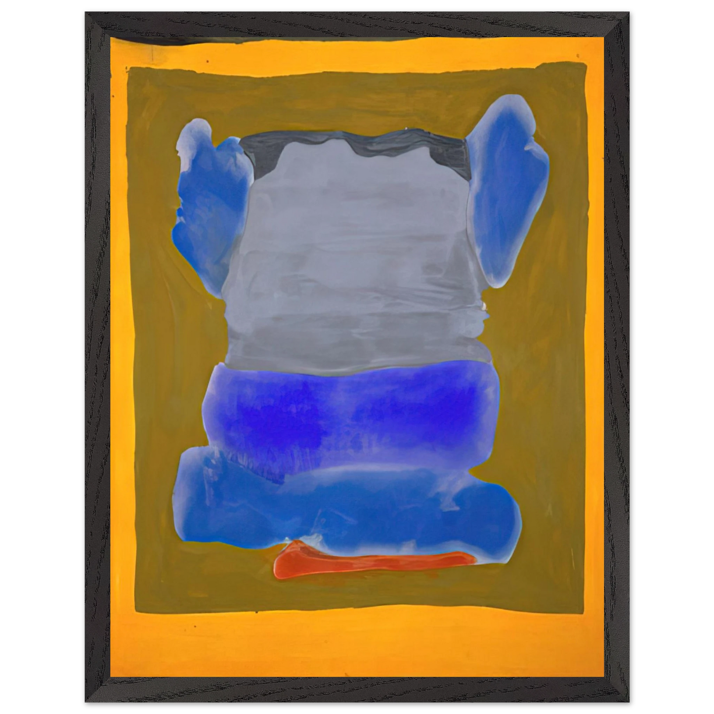 Helen Frankenthaler - Buddha s Court - 1964 Wall art - 28x43  cm / XL (11x17 inches) - Premium Wooden Framed Poster With Fine Art Paper - White frame