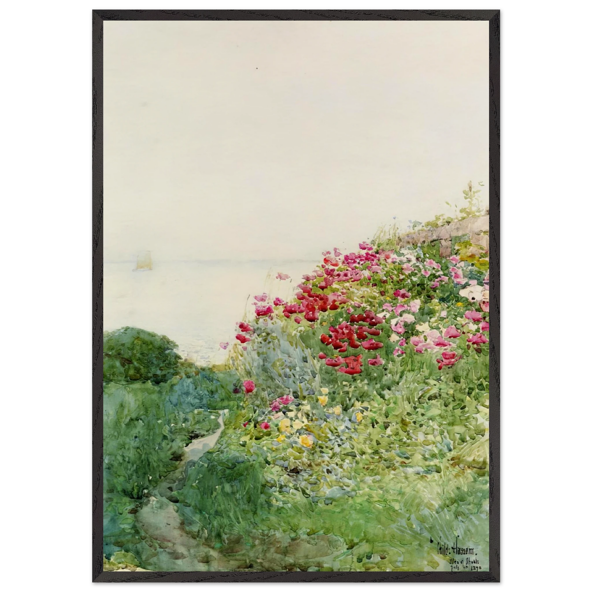 Field of Poppies Isles of Shaos Appledore - Childe Hassam Framed Art Print – Black Wooden Frame - Default Title - -Framed Art Print