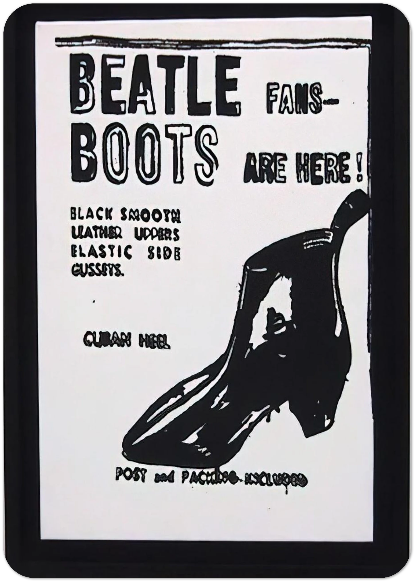 Beatle Boots By Andy Warhol Pack of 10 Post Cards | Andy Warhol Post Cards | A6 (10.5 x 14.8 cm) - 4.1 x 5.8 inches