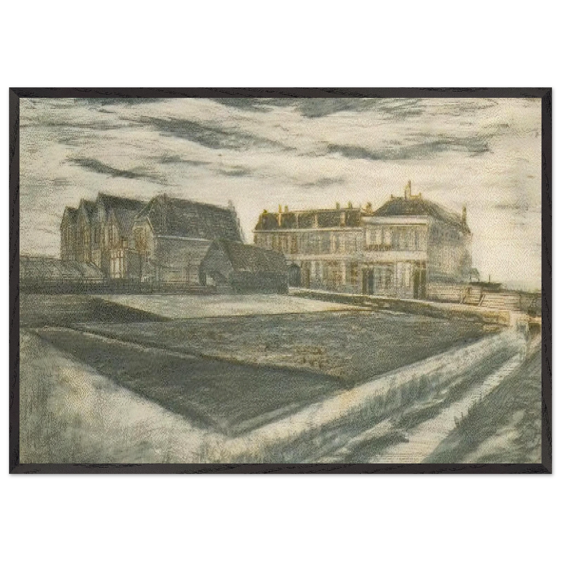 The Houses on Schenkweg where Van Gogh Lived - Vincent van Gogh Framed Art Print – Black Wooden Frame - Default Title - -Framed Art Print