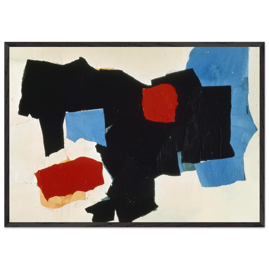 BLUE RED BLACK AND WHITE 1961 - Esteban Vicente Framed Art Print – Black Wooden Frame - Default Title - -Framed Art Print