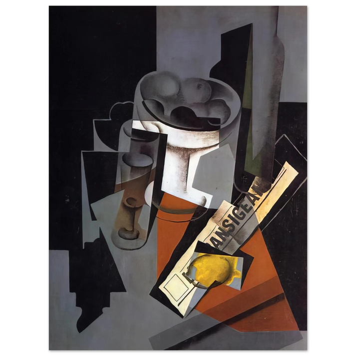 Juan Gris - STILL LIFE WITH NEWSPAPER 1916 1  75x100 cm / 30x40inches Fine Art Poster
