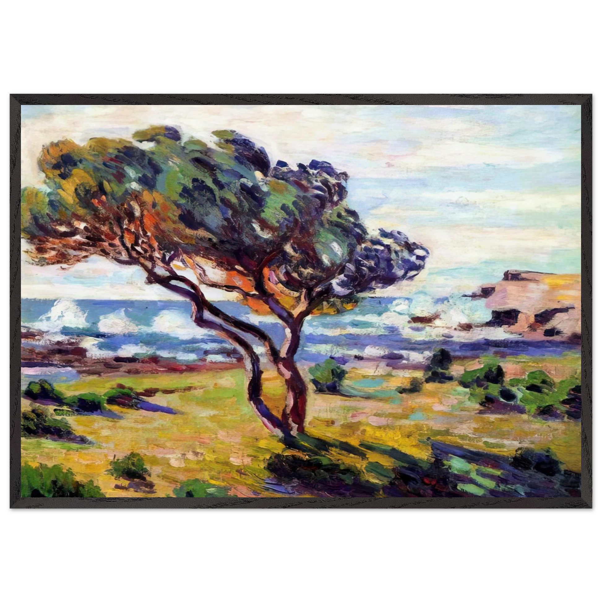 Rafales de vent Le Brusc - 1911 - Armand Guillaumin Framed Art Print – Black Wooden Frame - Default Title - -Framed Art Print