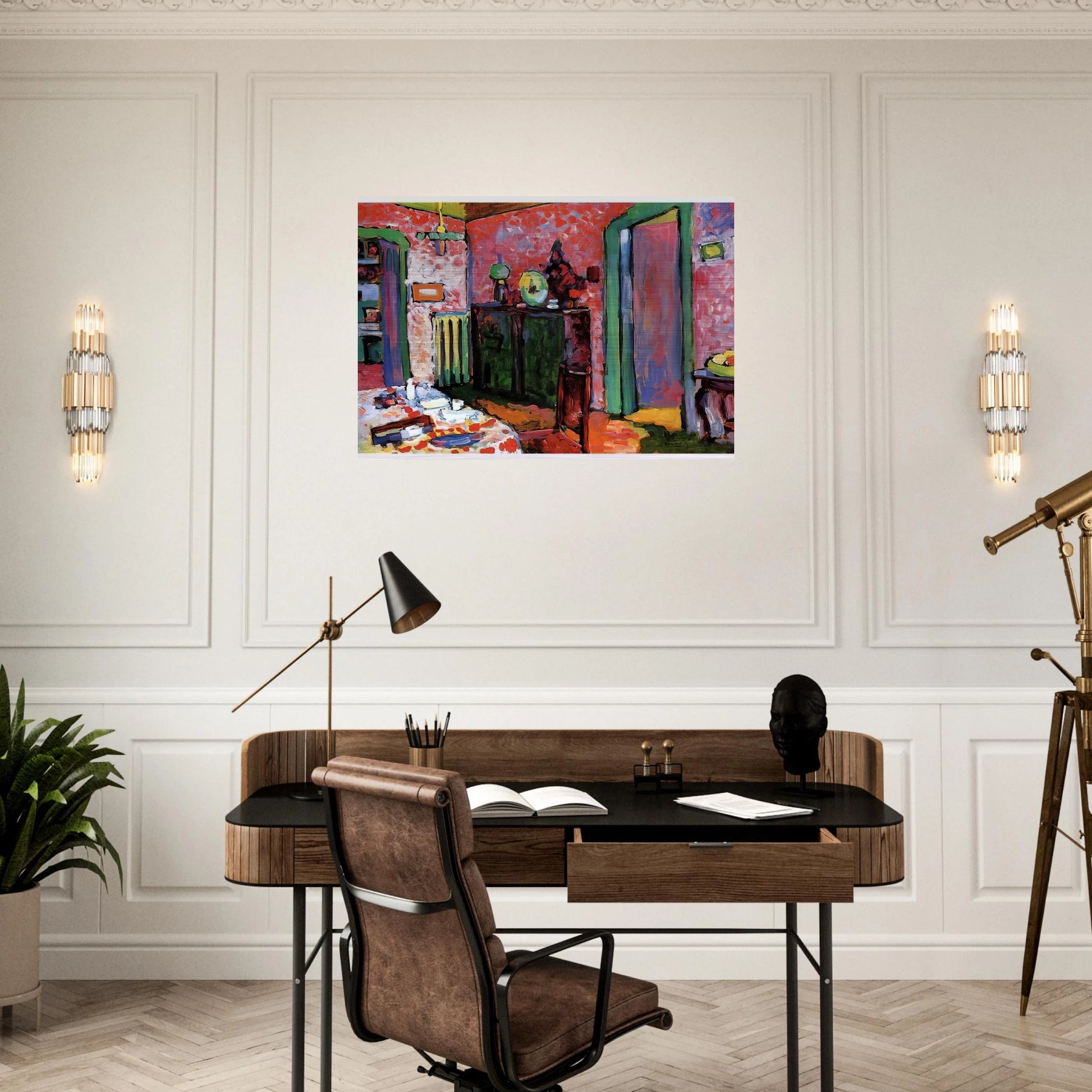 INTERIOR MY DINING ROOM 1909 - Wassily Kandinsky Brushed Aluminum Print - 70x100 cm / 28x40 inches | Wassily Kandinsky Aluminum Print | Wassily Kandinsky Prints
