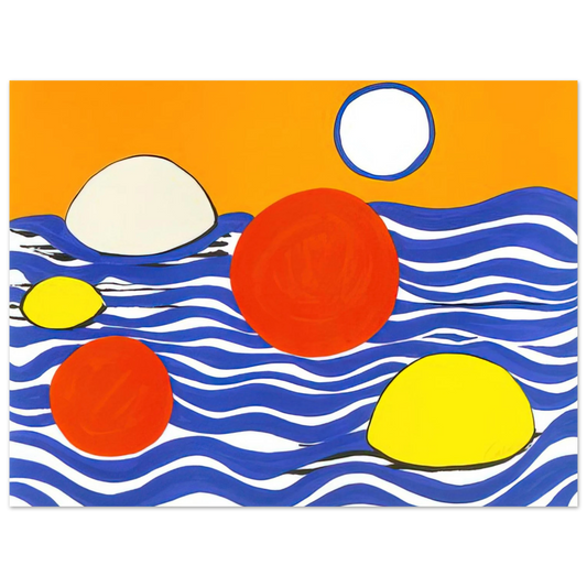 Alexander Calder - WAVES 1973 Fine Art Poster - 13x18 cm / 5x7 inches