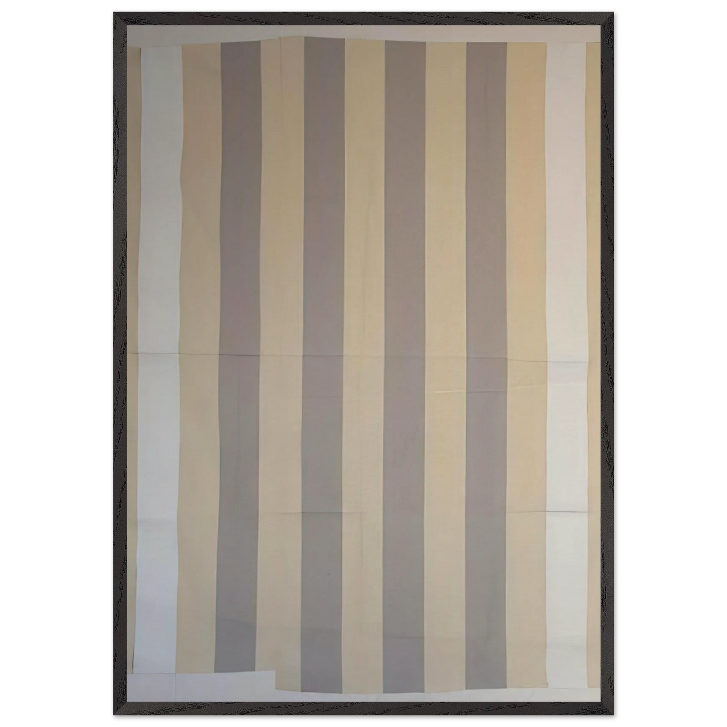 Peinture acrylique blanche sur tissu raye blanc et gris clair - 1967 - Daniel Buren Framed Art Print – Black Wooden Frame - Default Title - -Framed Art Print