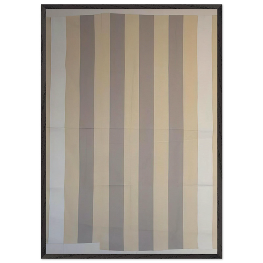 Peinture acrylique blanche sur tissu raye blanc et gris clair - 1967 - Daniel Buren Framed Art Print – Black Wooden Frame - Default Title - -Framed Art Print