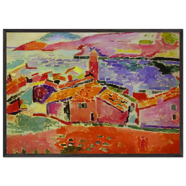 VIEW OF COLLIOURE 1 - Henri Matisse 70x100 cm / 28x40 inches Framed Art Print – Black Wooden Frame