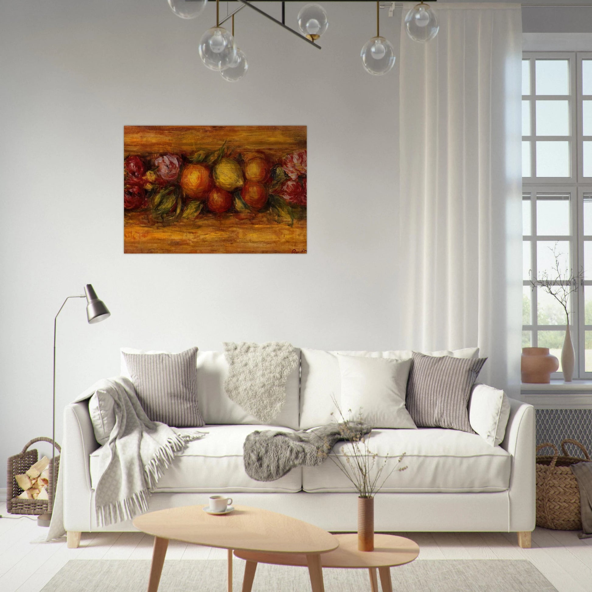 Garland of Fruit and Flowers - Pierre-Auguste Renoir Brushed Aluminum Print - 70x100 cm / 28x40 inches | Pierre-Auguste Renoir Aluminum Print | Pierre-Auguste Renoir Prints
