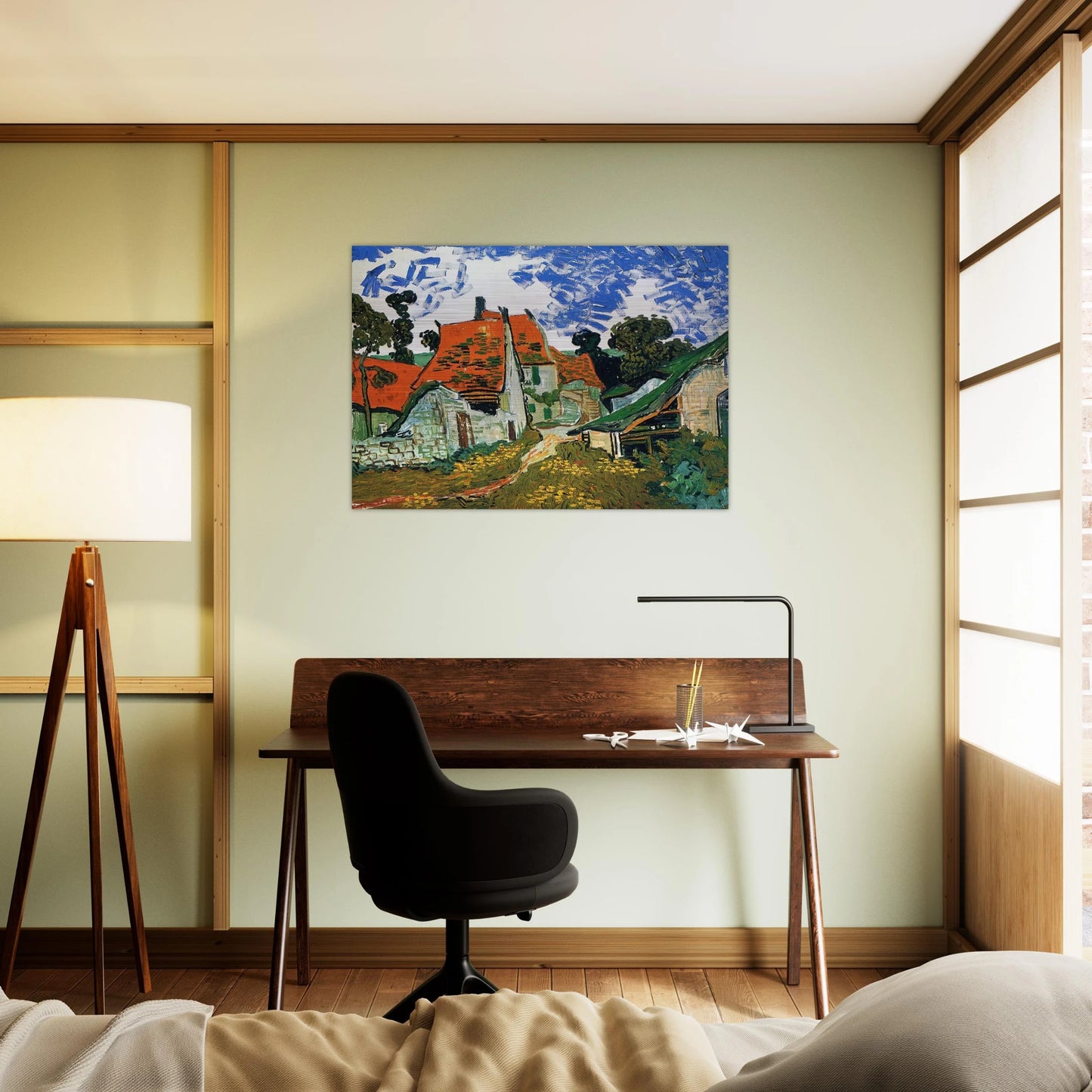 Street in Auvers-sur-Oise - Vincent van Gogh Brushed Aluminum Print - 70x100 cm / 28x40 inches | Vincent van Gogh Aluminum Print | Vincent van Gogh Prints