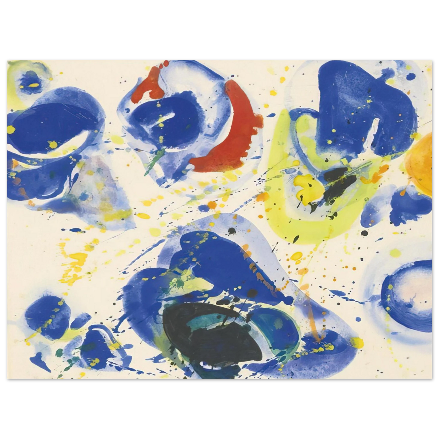 Sam Francis - Blue With Red, Yellow and Orange Fine Art Poster - Default Title