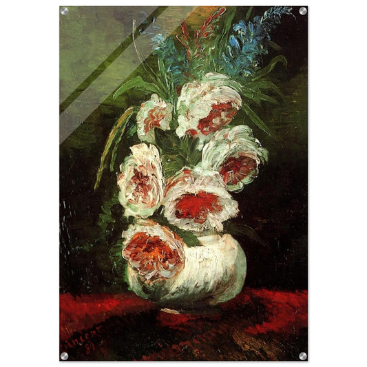 Vase with Peonies - Vincent van Gogh Acrylic Print - 70x100 cm / 28x40″ inches