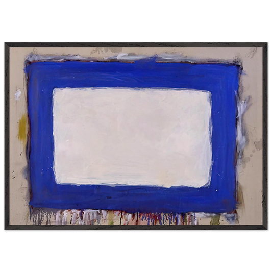 Blue Rectangle II - 1958 - Gene Davis 70x100 cm / 28x40 inches Framed Art Print – Black Wooden Frame