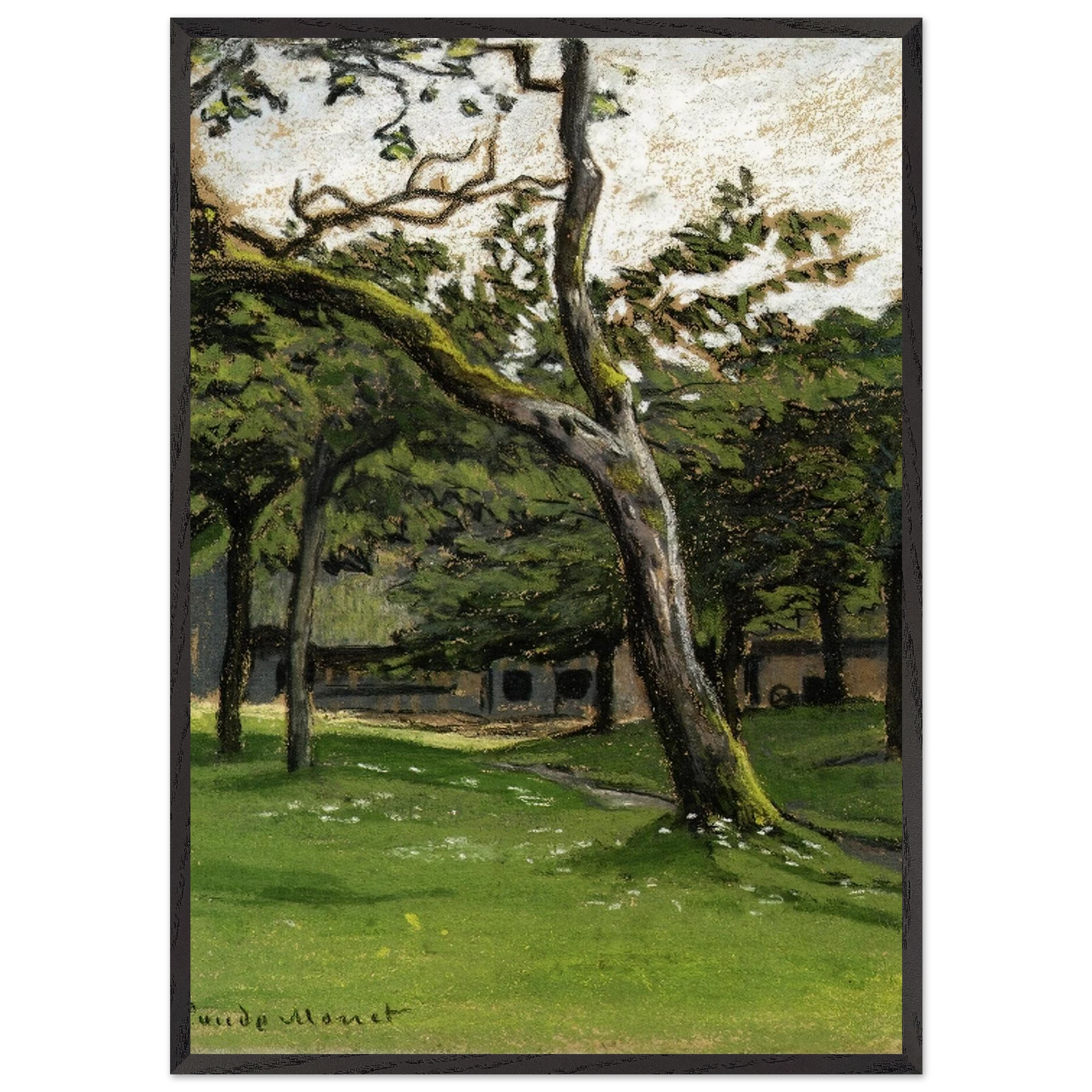 Norman Farm through the Trees - claude monet Framed Art Print – Black Wooden Frame - Default Title - -Framed Art Print