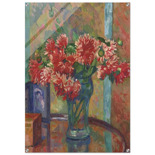 DAHLIAS TO MME MADELEINE E R BONNET 1912 - Theo van Rysselberghe Acrylic Print - 70x100 cm / 28x40″ inches