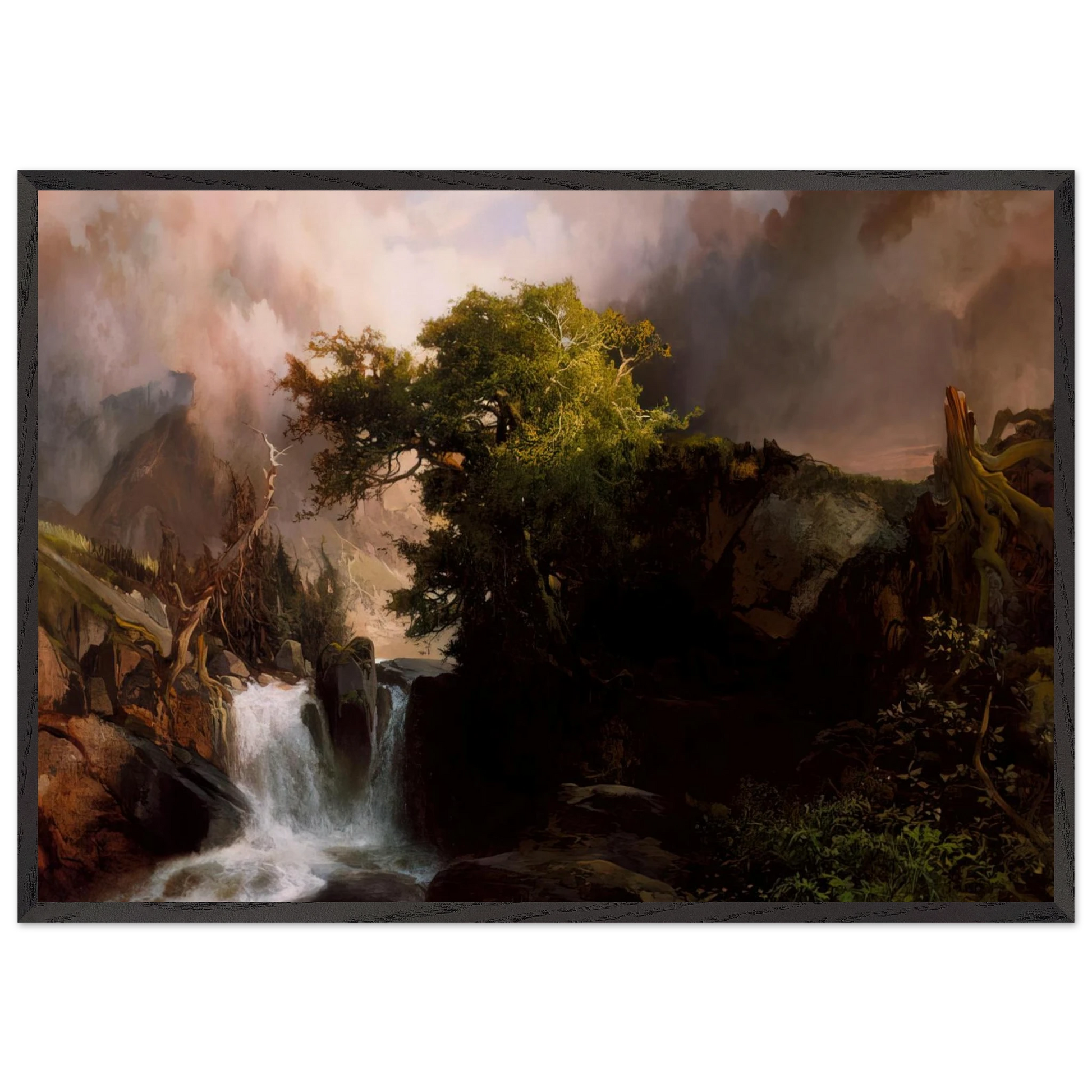 A Mountain Stream - Thomas Moran Framed Art Print – Black Wooden Frame - Default Title - -Framed Art Print