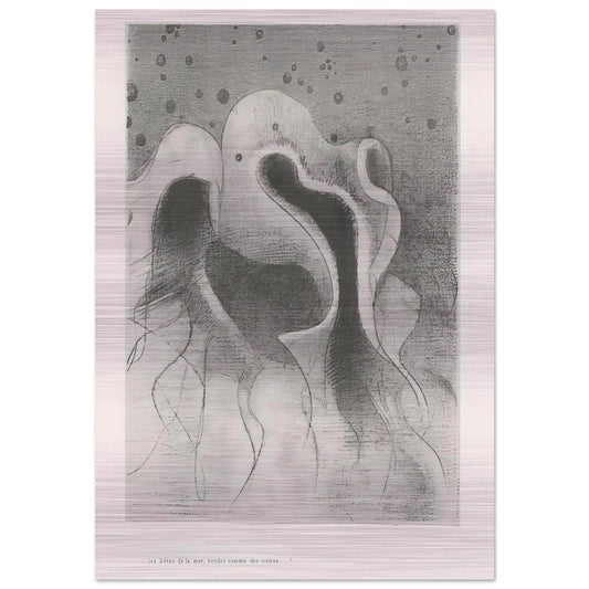 THE BEASTS OF THE SEA ROUND LIKE LEATHER BOTTLES PLATE 22 1896 - Odilon Redon Brushed Aluminum Print - 70x100 cm / 28x40 inches | Odilon Redon Aluminum Print | Odilon Redon Prints