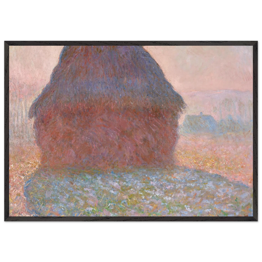 Grainstack in Sunshine - claude monet 70x100 cm / 28x40 inches Framed Art Print – Black Wooden Frame