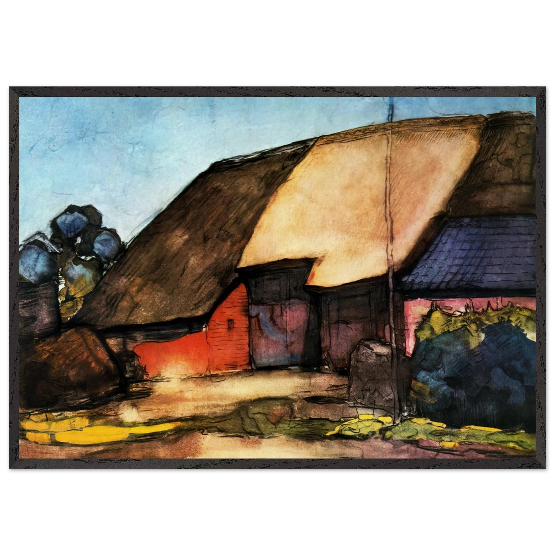 Small farm on Nistelrode - Piet Mondrian Framed Art Print – Black Wooden Frame - Default Title - -Framed Art Print