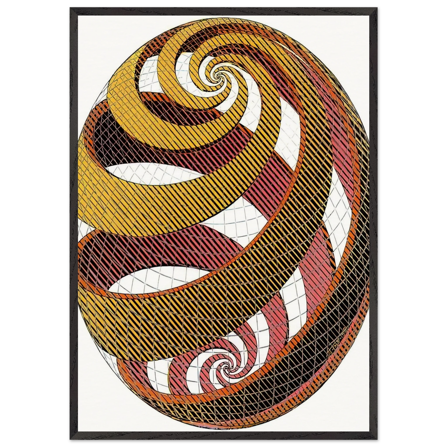 SPHERE SPIRALS - MC Escher Framed Art Print – Black Wooden Frame - Default Title - -Framed Art Print