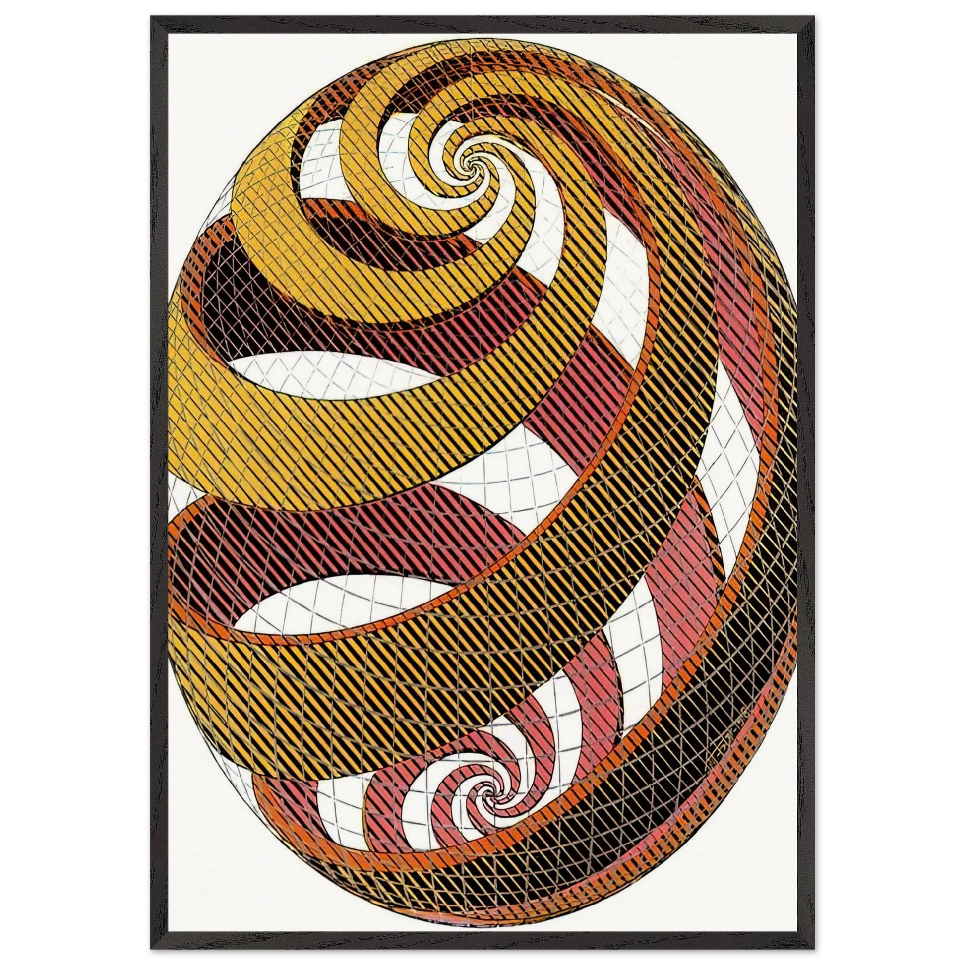 SPHERE SPIRALS - MC Escher Framed Art Print – Black Wooden Frame - Default Title - -Framed Art Print