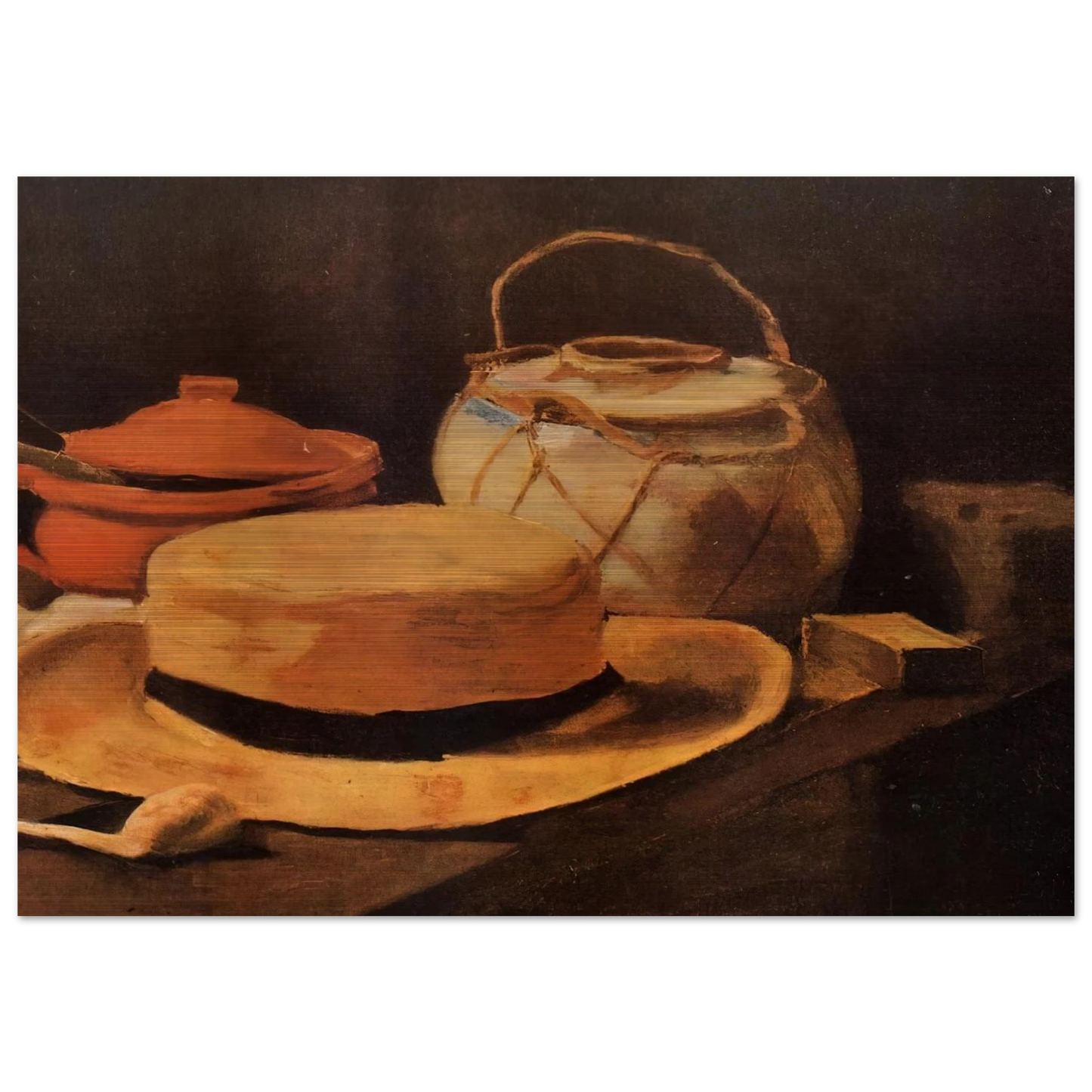 Still Life with Yellow Hat - Vincent van Gogh Brushed Aluminum Print - 70x100 cm / 28x40 inches | Vincent van Gogh Aluminum Print | Vincent van Gogh Prints