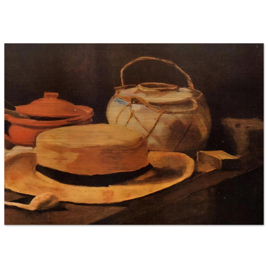 Still Life with Yellow Hat - Vincent van Gogh Brushed Aluminum Print - 70x100 cm / 28x40 inches | Vincent van Gogh Aluminum Print | Vincent van Gogh Prints