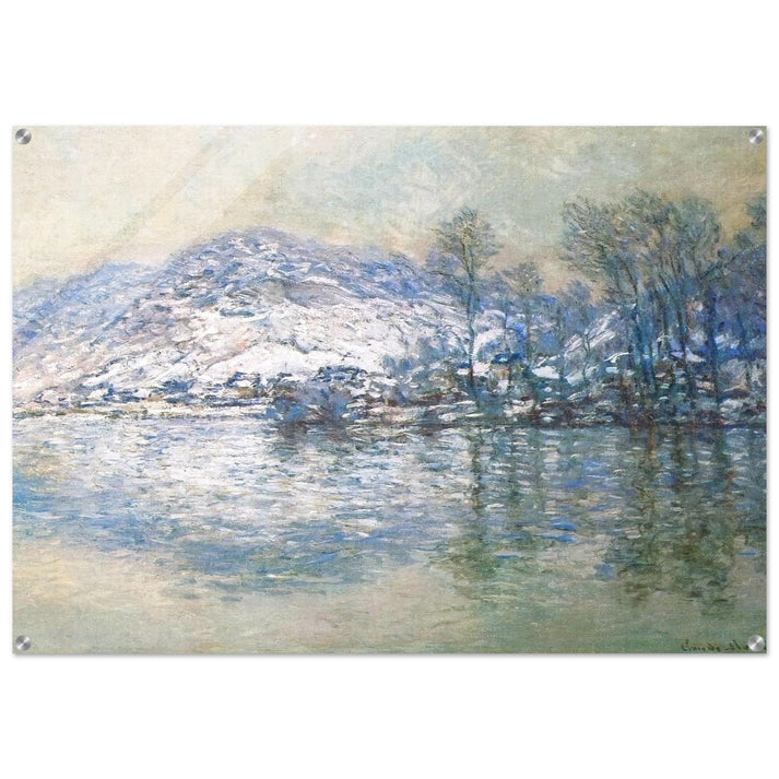 The Seine at Port Villez, Snow Effect - claude monet Acrylic Print - 70x100 cm / 28x40″ inches
