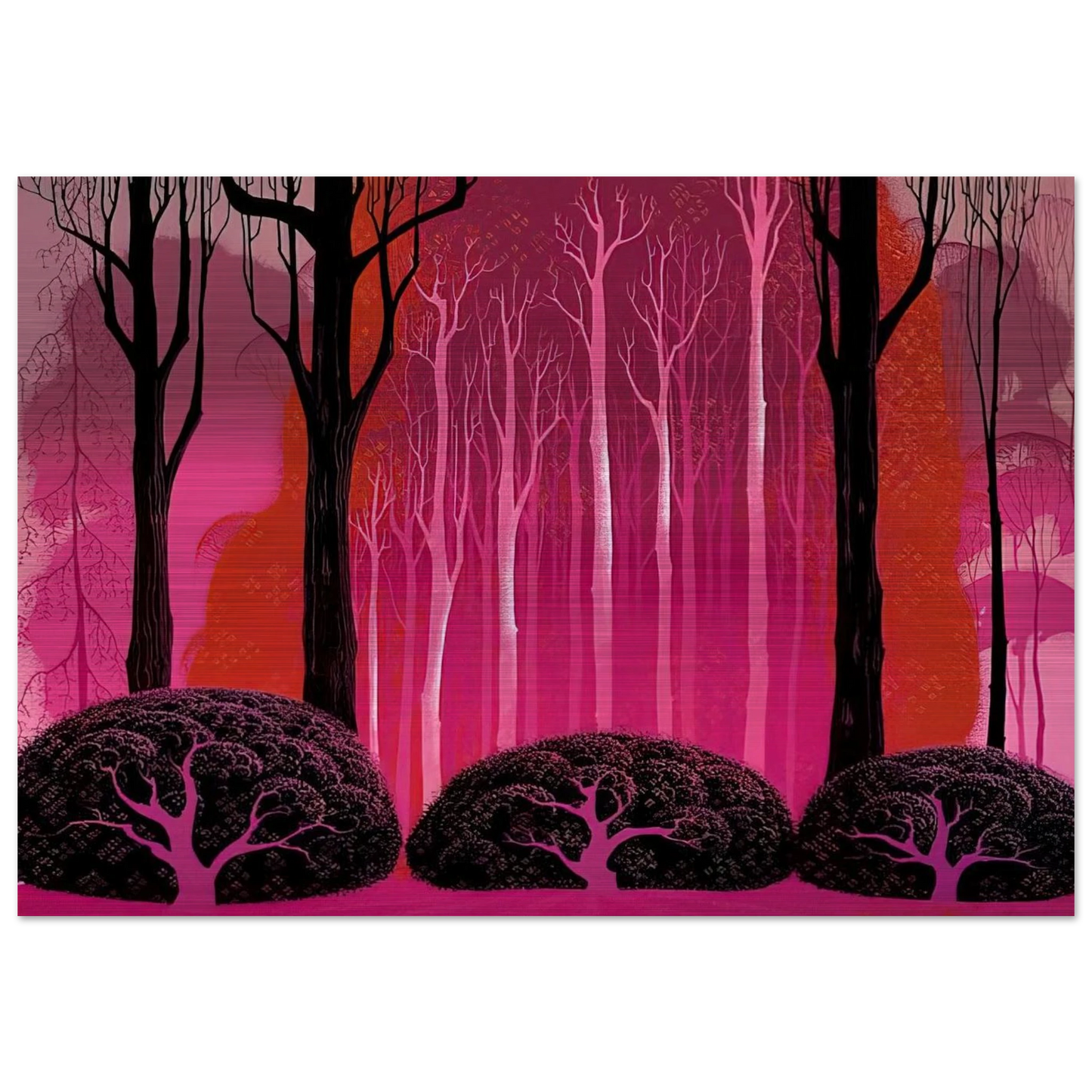 Crimson Glory - Eyvind Earle Brushed Aluminum Print - 70x100 cm / 28x40 inches | Eyvind Earle Aluminum Print | Eyvind Earle Prints