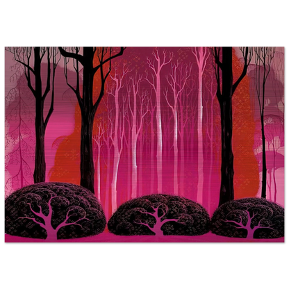 Crimson Glory - Eyvind Earle Brushed Aluminum Print - 70x100 cm / 28x40 inches | Eyvind Earle Aluminum Print | Eyvind Earle Prints