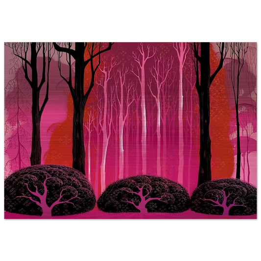 Crimson Glory - Eyvind Earle Brushed Aluminum Print - 70x100 cm / 28x40 inches | Eyvind Earle Aluminum Print | Eyvind Earle Prints