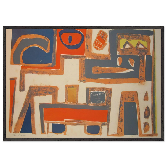 The cat - 1956 United States - Will Barnet Framed Art Print – Black Wooden Frame - Default Title - -Framed Art Print