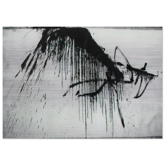 NIGHT IN THE HOTEL ABSTRACT IN BLACK AND WHITE - Salvador Dali Brushed Aluminum Print - 70x100 cm / 28x40 inches | Salvador Dali Aluminum Print | Salvador Dali Prints