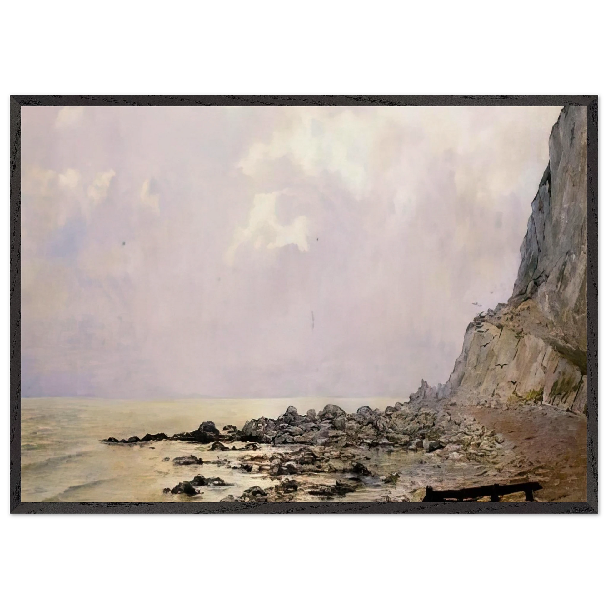 THE CLIFFS OF DOUVRES 1881 - Theo van Rysselberghe Framed Art Print – Black Wooden Frame - Default Title - -Framed Art Print