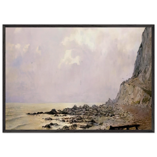 THE CLIFFS OF DOUVRES 1881 - Theo van Rysselberghe Framed Art Print – Black Wooden Frame - Default Title - -Framed Art Print