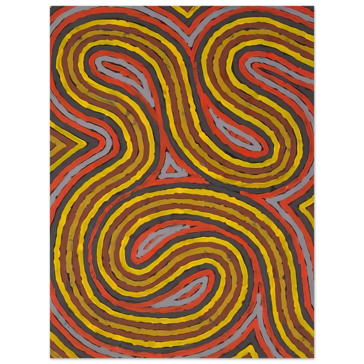 Clifford Possum Tjapaltjarri - Narripi Worm Dreaming - 1997  75x100 cm / 30x40inches Fine Art Poster
